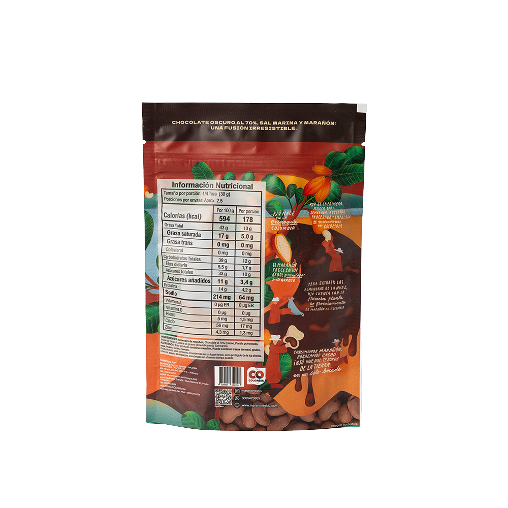 MARAÑÓN CON CHOCOLATE Y SAL MARINA DOYPACK 80gr