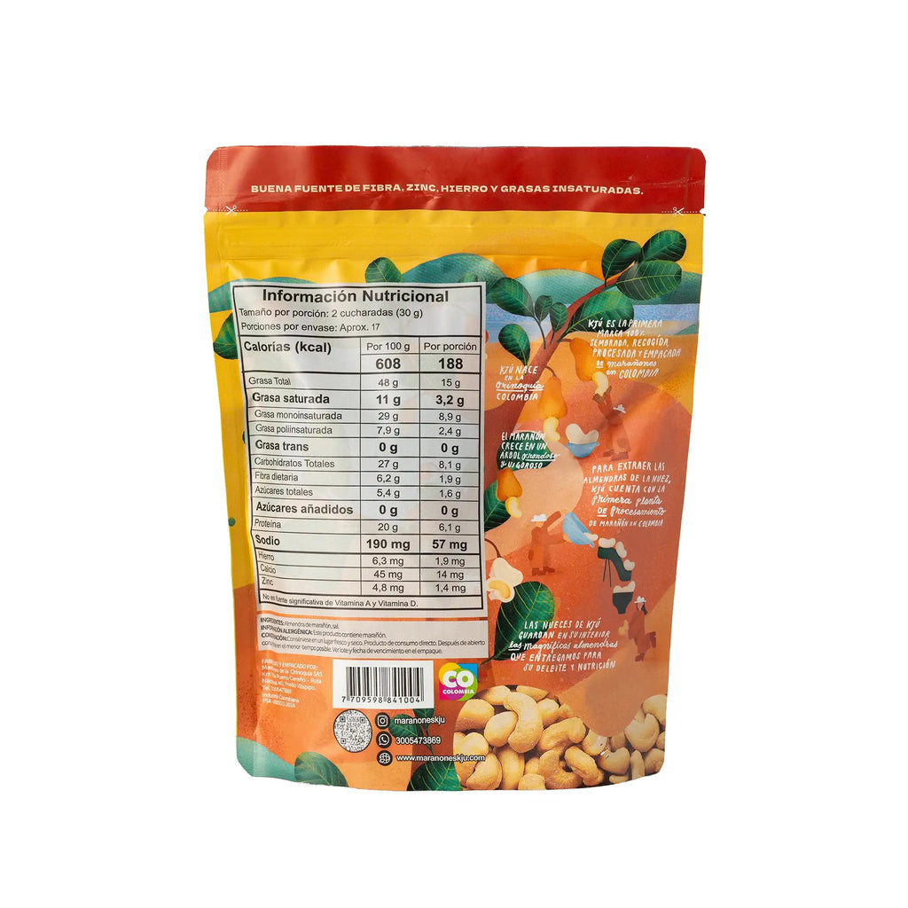 Combo Parejas | Marañón natural 500 g - Marañón tostado con sal 500 g | KJÚ